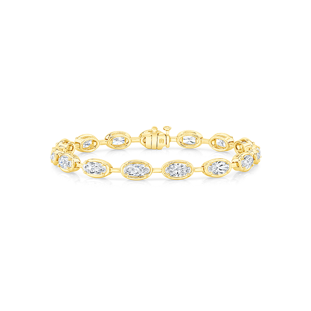 Yellow Gold Oval Diamond Bracelet